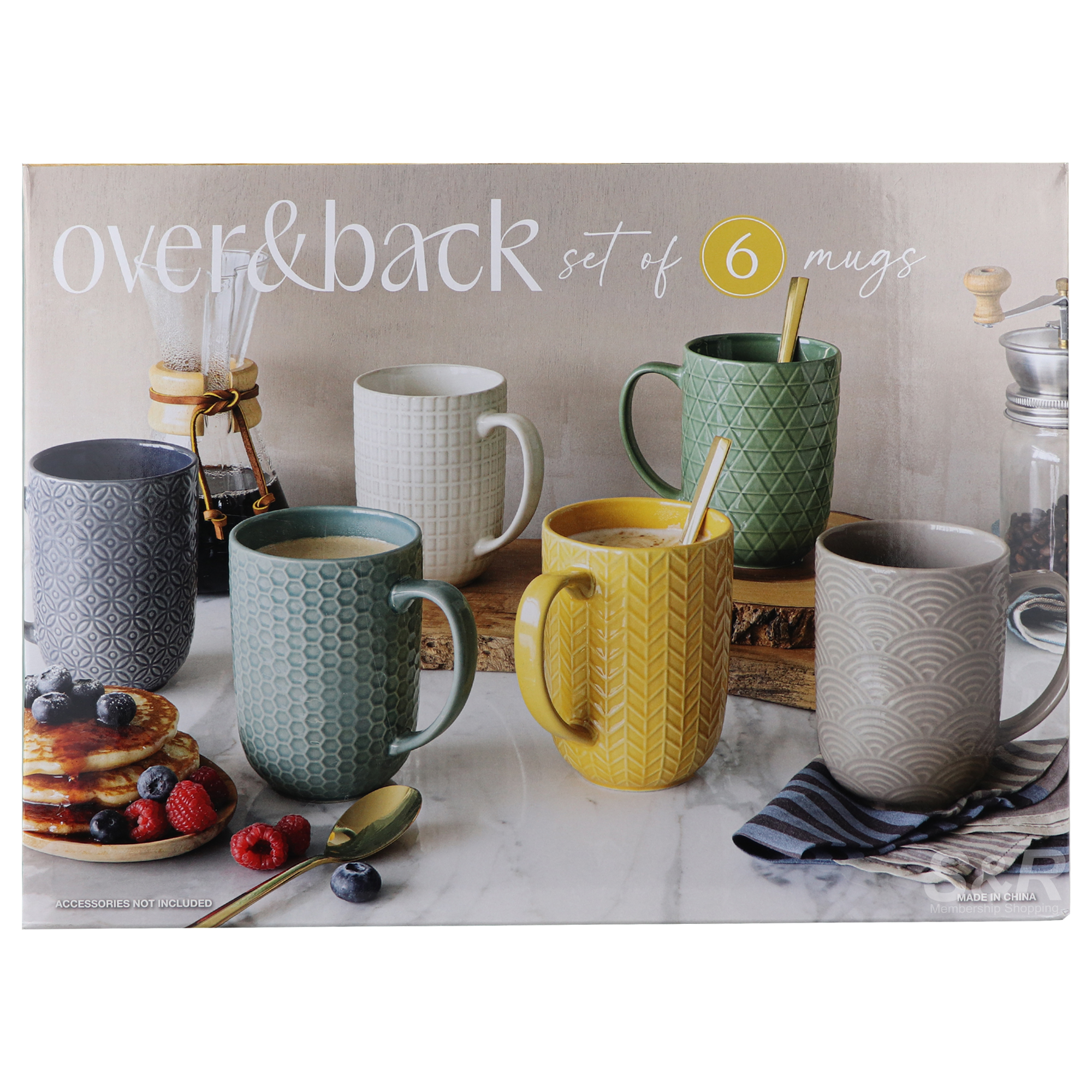 Over and Back Ceramic Mugs 6x490mL